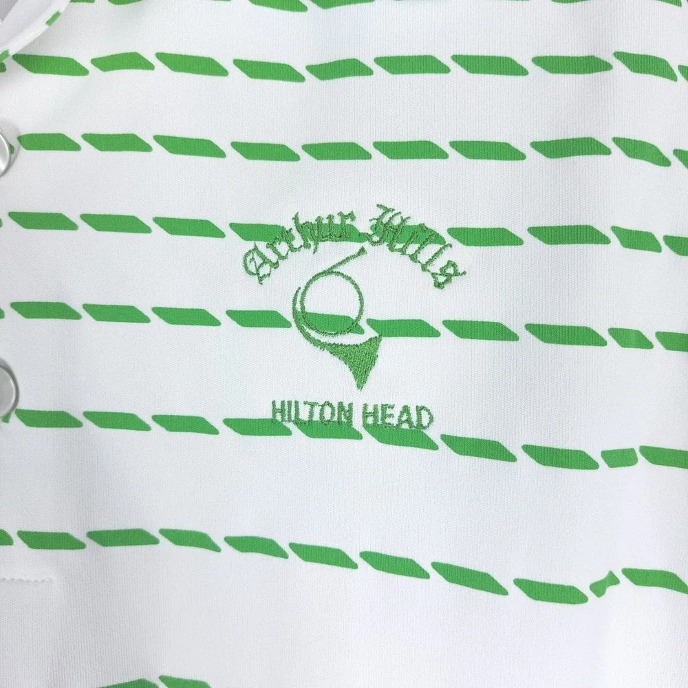 Adidas Clima Cool Golf Polo Shirt Mens L‎ White Green Arthur Hills Hilton Head
